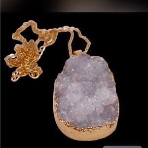 Gold and Silver Druzy Pendant Necklace